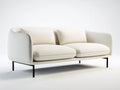 Divano soggiorno 210×90×78 cm in tessuto crema e metallo nero - stile contemporaneo con profilo avvolgente