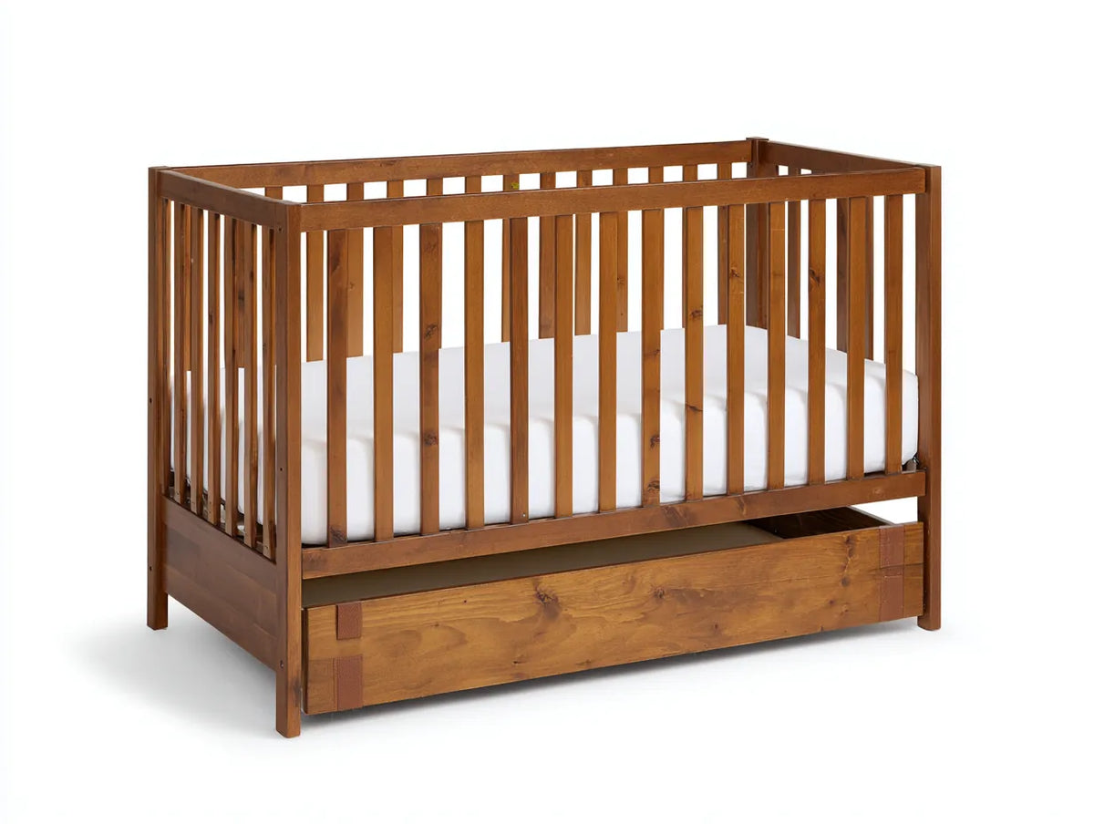 Culla Camera Da Letto 126×72×100 cm in legno marrone - stile rustico con contenimento inferiore