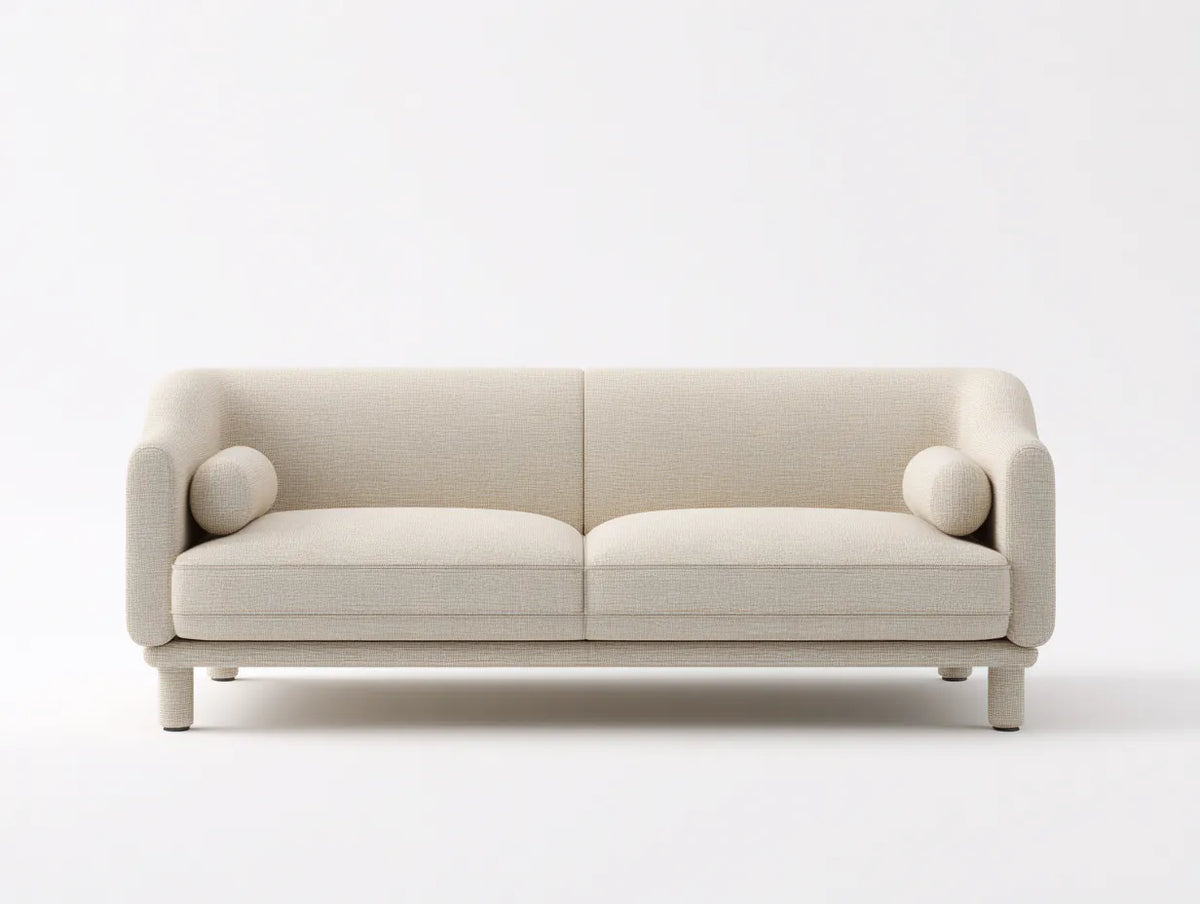 Divano soggiorno 212×89×80 cm in tessuto beige - stile contemporaneo con struttura avvolgente