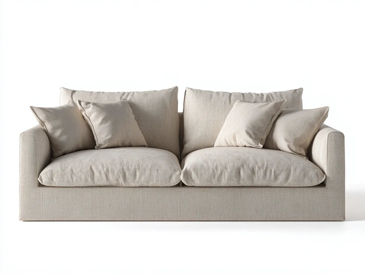 Divano da soggiorno 218×95×86 cm - tessuto beige - design morbido avvolgente