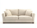 Divano soggiorno 218×92×84 cm in tessuto crema e struttura marrone scuro - stile classico moderno con braccioli arrotondati