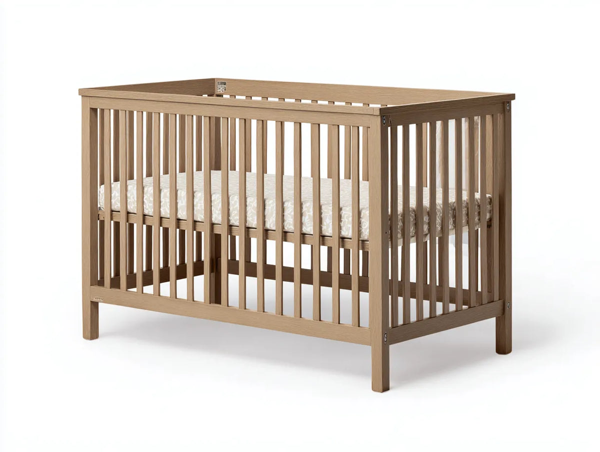 Culla Camera Da Letto 125×68×96 cm in legno marrone chiaro - stile moderno con sponde a listelli