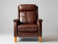 Poltrona reclinabile soggiorno 82×90×106 cm in similpelle marrone e legno - stile classico con schienale imbottito