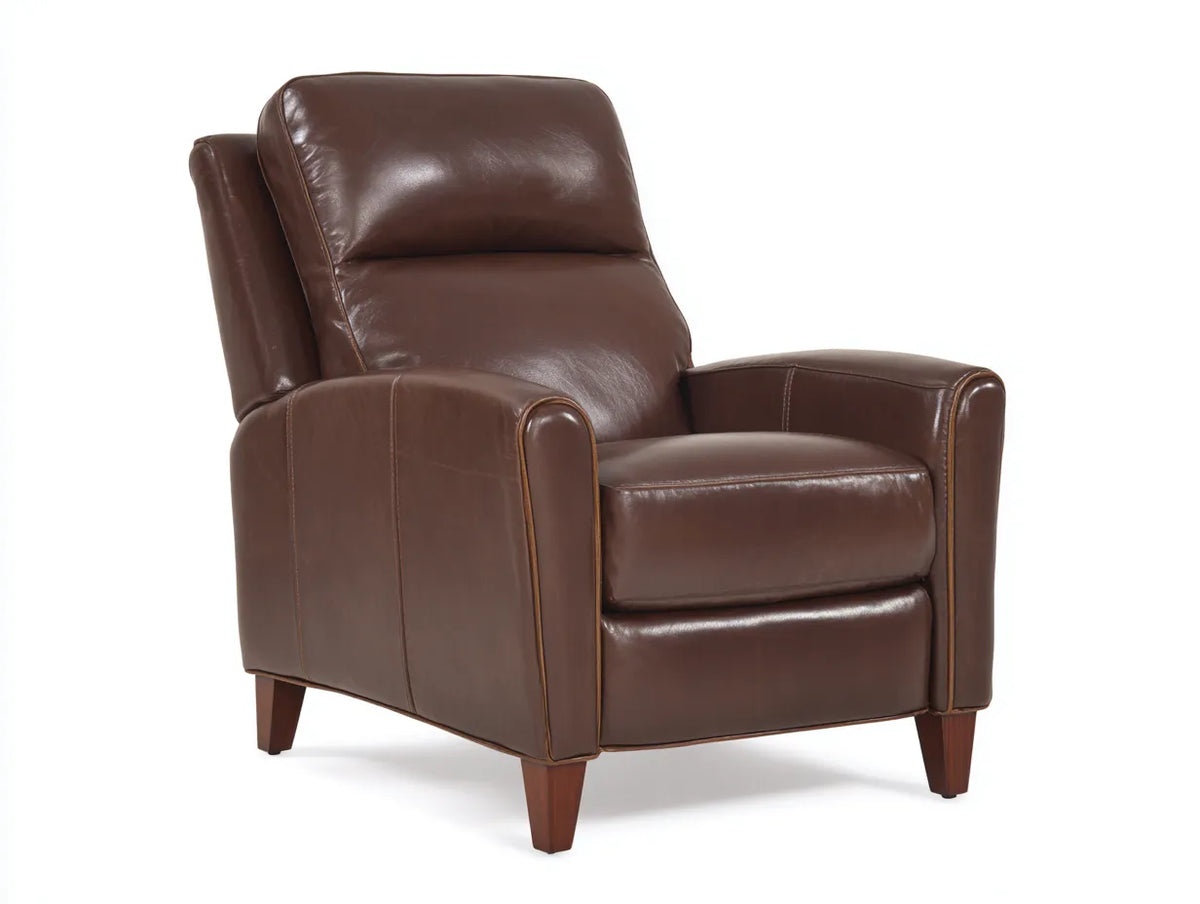 Poltrona reclinabile soggiorno 84×91×104 cm in similpelle marrone e legno - stile contemporaneo con schienale alto