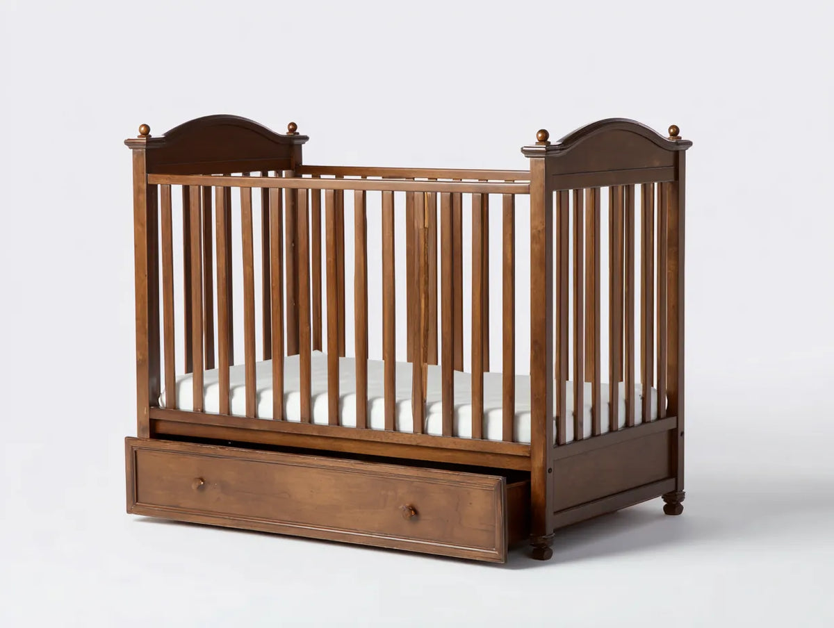 Culla Camera Da Letto 125×70×105 cm in legno marrone - stile classico con contenimento inferiore