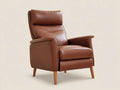 Poltrona reclinabile da soggiorno 78×88×106 cm - similpelle marrone e legno naturale - stile moderno con poggiapiedi