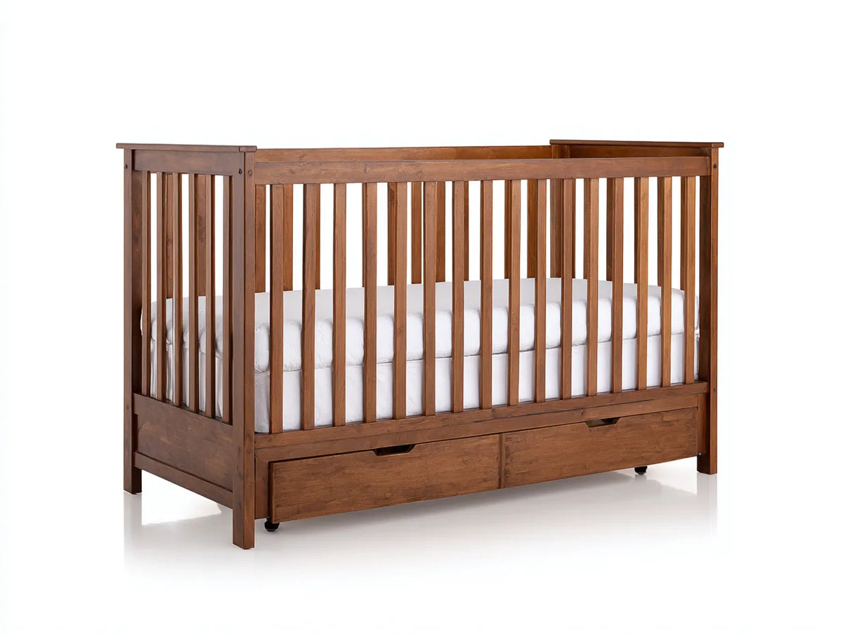 Culla da camera da letto 142×78×106 cm - legno marrone - stile classico con spazio contenitore