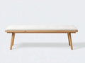 Panca da camera da letto 122×40×44 cm - tessuto beige e legno naturale - seduta imbottita essenziale