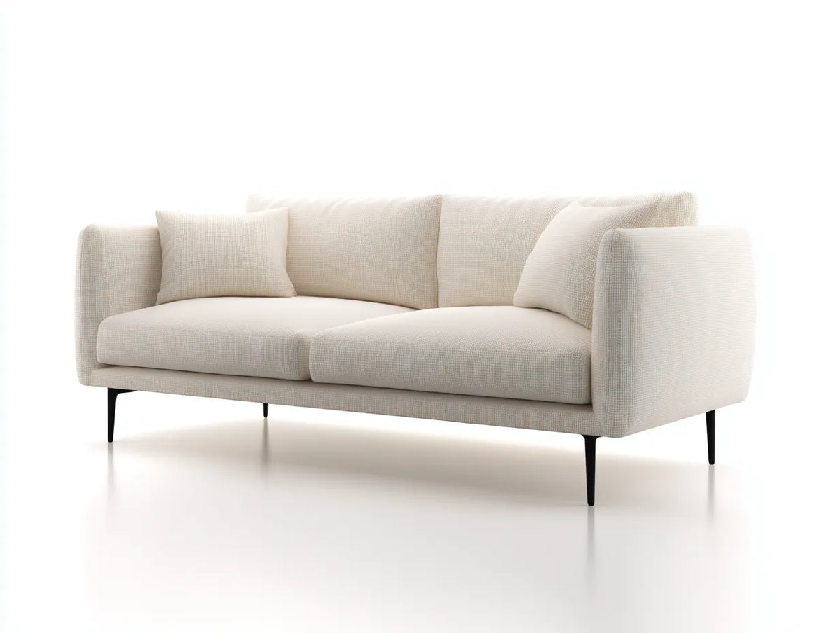 Divano da soggiorno 205×88×82 cm - tessuto beige e metallo nero - design moderno imbottito