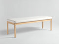 Panca camera da letto 148×42×46 cm in legno marrone chiaro e tessuto bianco - design scandinavo con seduta imbottita